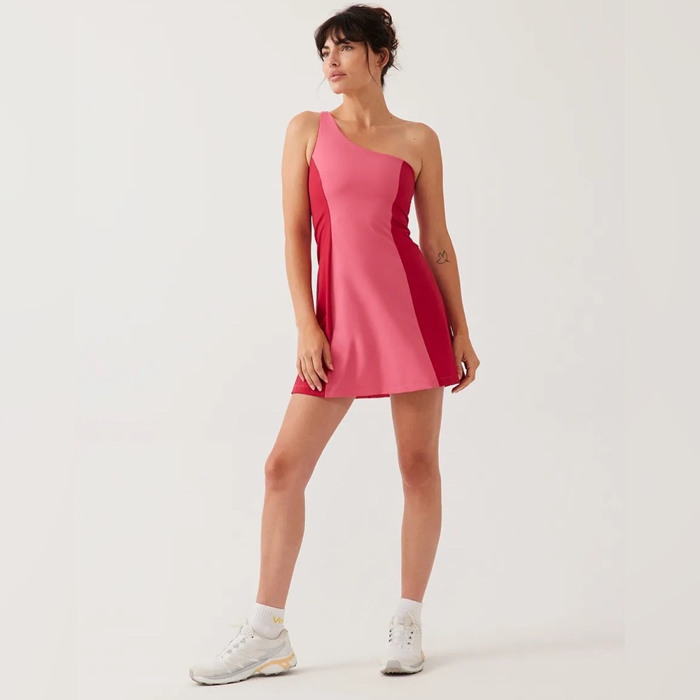 Outdoor Voices One Shoulder Asymmetrical Dress Athletic Mini Pink